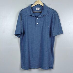 Faherty Men's 100% Cotton Knit Blue Striped Pocket Polo Size L; Casual, Golf